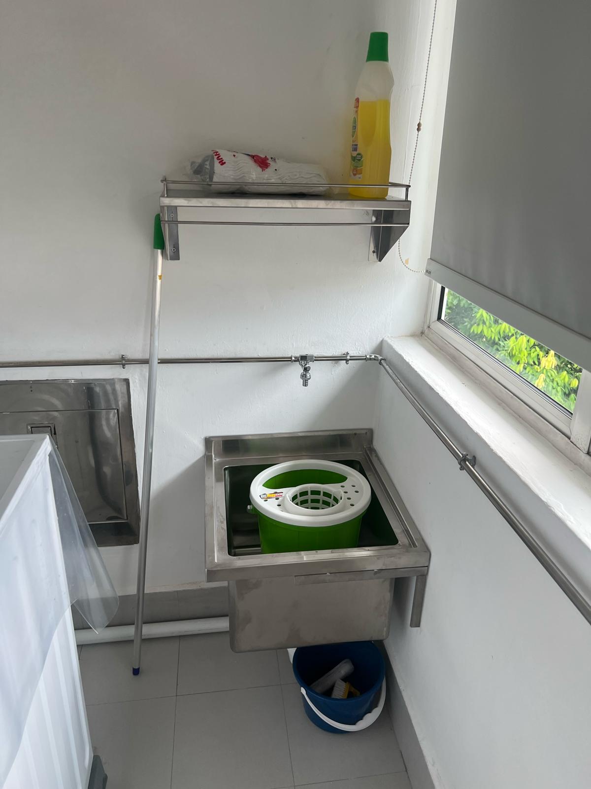 custom made staincase steel sink and shelf & L bracket